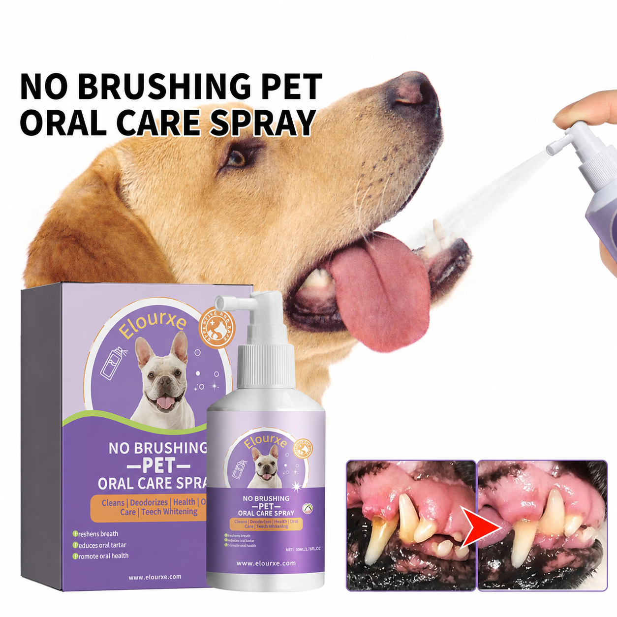 Elourxe™ 🍃No-Brushing Oral Care Spray for Dogs & Cats