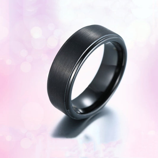Men's stainless steel and tungsten carbide ring